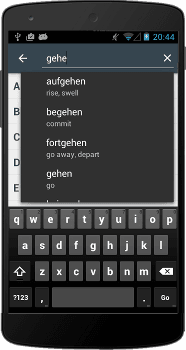 Quickly search for verbs