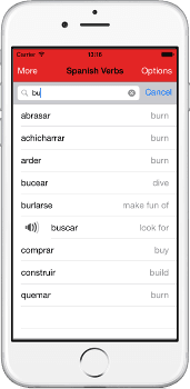 Quickly search for verbs